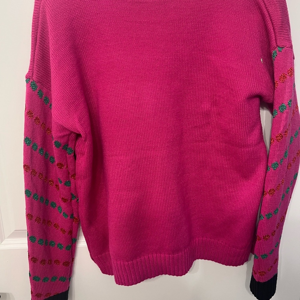 Festive Pink Christmas Sweater with Santa and Reindeer Design - Picture 8 of 8